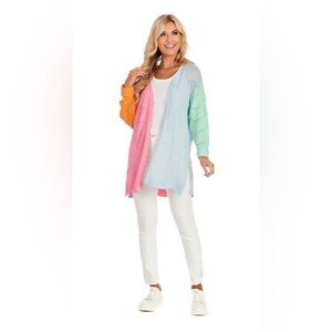 MudPie, Parker, Pastel Colorblock Cardigan S/M, Fits Like a Large LIKE NEW!